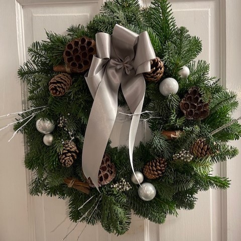 Fresh White and Silver Christmas Door Wreath