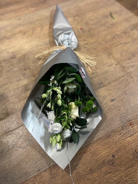 Christmas Flat Bouquet in Whites and Silver