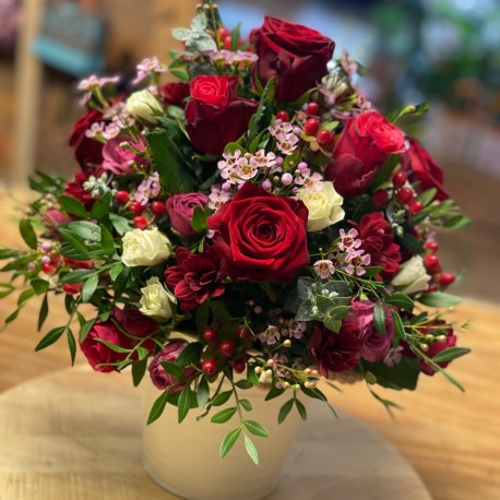 Bespoke Rose Filled Container in Red, Pink and White