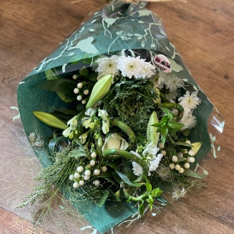 Bespoke Flat Bouquet in Greens and Whites