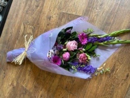 Bespoke Flat Bouquet in Pinks and Purples