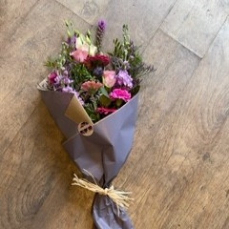 Bespoke Eco Friendly wrapped Flowers in Pinks, Purples and Whites