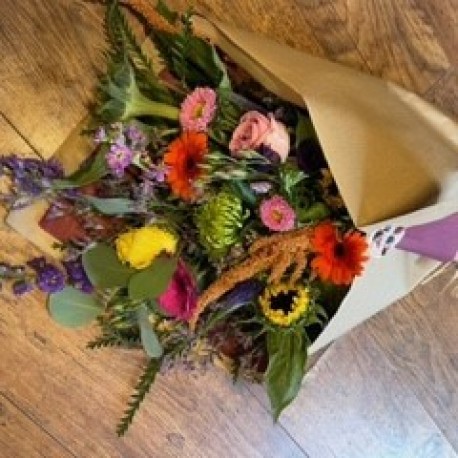 Bespoke Eco Friendly wrapped Flowers in Mixed Colours