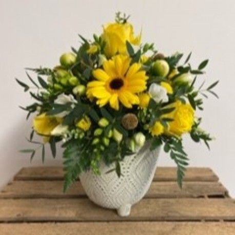 Bespoke Container Arrangement in Yellows and Whites