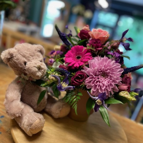 Bespoke Container Arrangement in Pinks and Purples