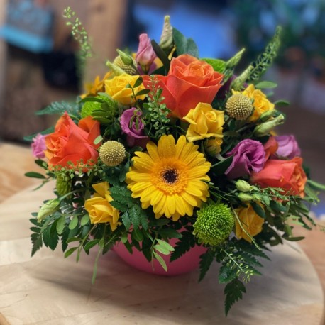 Bespoke Tea Cup Arrangement in Yellows, Pinks and Oranges