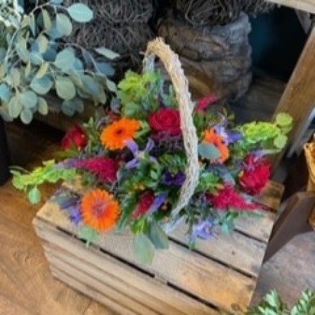 Bespoke Basket in Red, Oranges and Purples