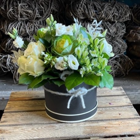 Bespoke Hatbox Arrangement in Whites and Greens