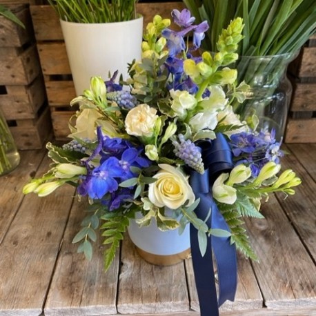 Bespoke Container Arrangement in Blues and Whites