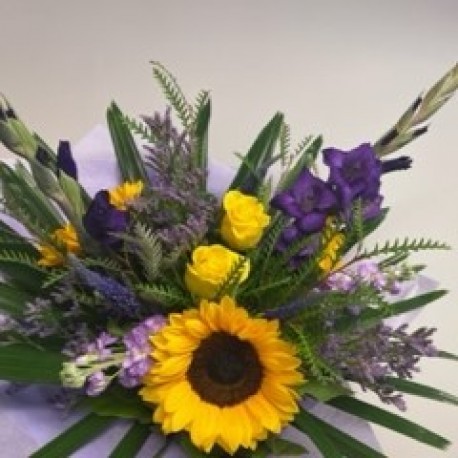 Bespoke Eco Friendly Wrapped Hand Tied in Yellows and Purples