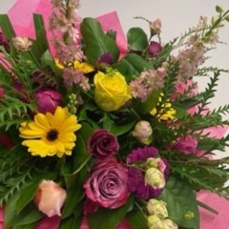 Bespoke Eco Friendly Wrapped Hand Tied in Pinks and Yellows