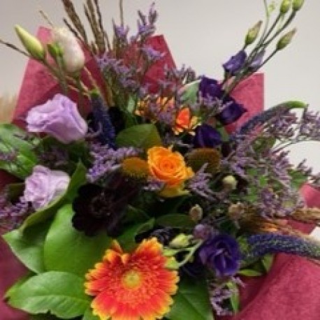 Bespoke Eco Friendly Hand Tied in Oranges and Purples