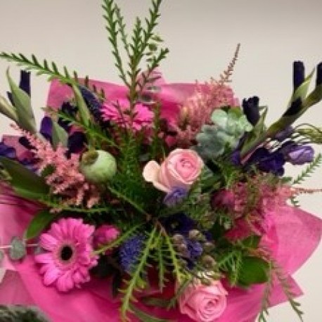 Bespoke Eco Friendly Wrapped Hand Tied in Pinks and Purples