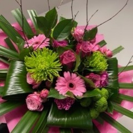 Luxurious Bespoke Eco Friendly Wrapped Handtie in Pinks and Greens