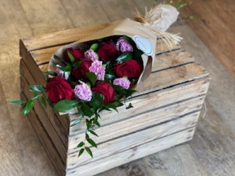 Luxury Roses and Carnations in Eco Friendly Paper Wrap