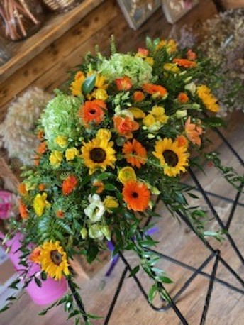 Bespoke Coffin Spray in Yellows and Oranges