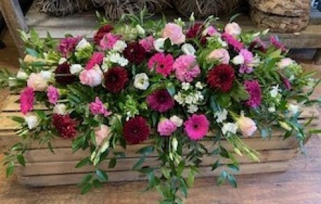 Bespoke Coffin Spray in Pinks and Red