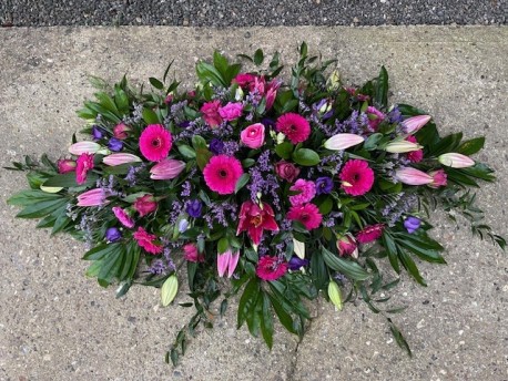 Bespoke Lily Coffin Spray in Pinks and Purples