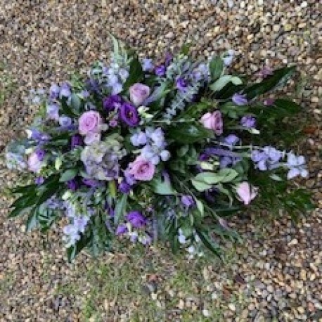 Bespoke Coffin Spray in Purples and Blue