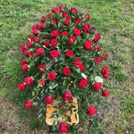 All Red Rose Coffin Spray