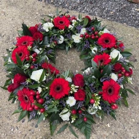 Bespoke Wreath in Reds and Whites