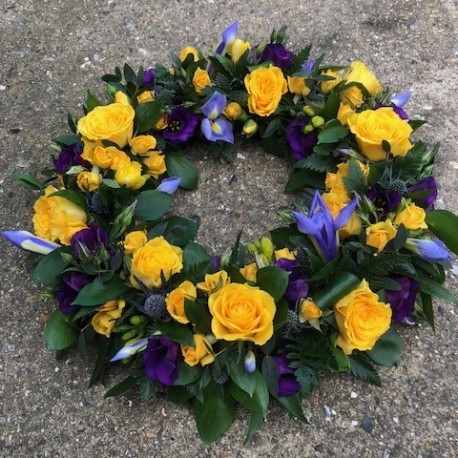 Bespoke Wreath in Purples and Yellows