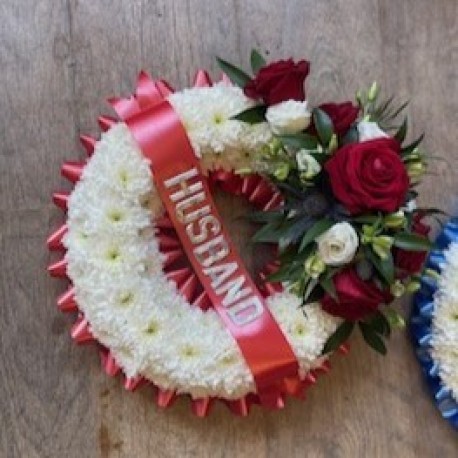 Based Wreath in Reds and White