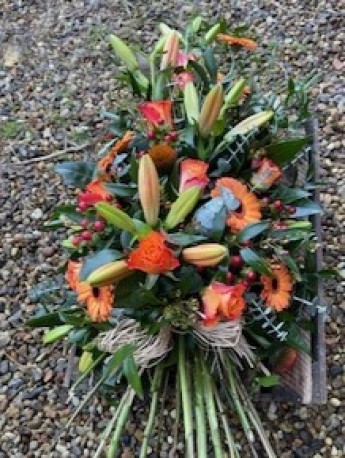 Bespoke Single Ended Spray with Stems in Oranges