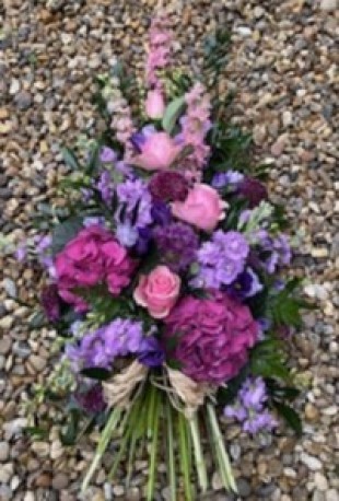 Bespoke Single Ended Spray with Stems in Pinks and Lilacs