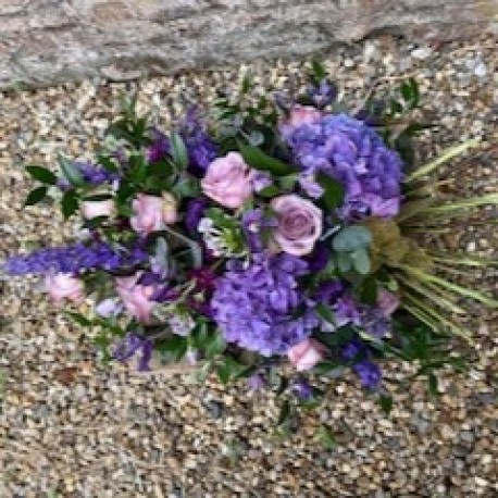 Bespoke Single Ended Spray with Stems in Purples