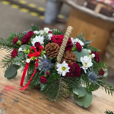 Traditional Christmas Festive Basket Arrangement