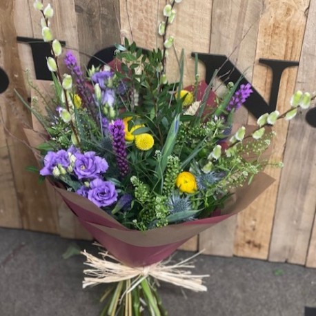 Bespoke Eco Friendly Wrapped Handtie in Yellows and Purples