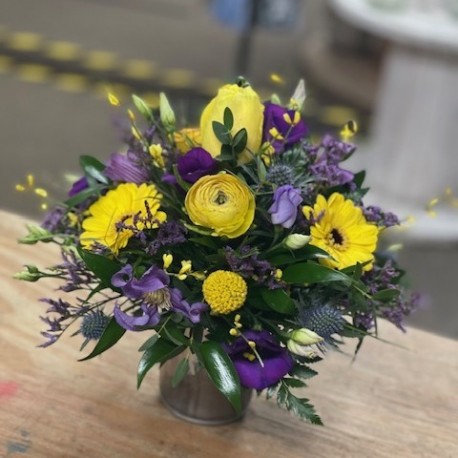 Bespoke Tea cup Arrangement in Yellows and Purples