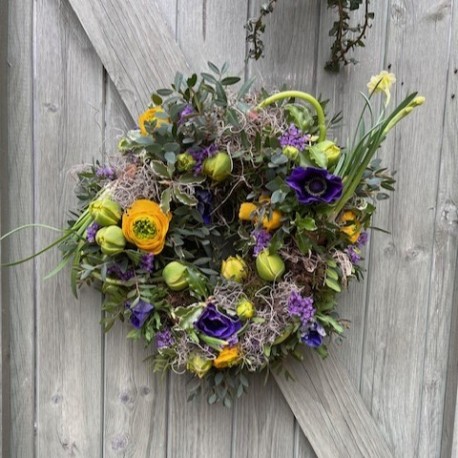Bespoke Living Spring Wreath in Yellows and Purples