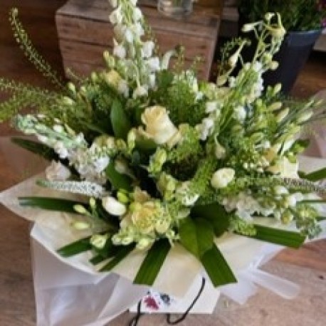 Luxurious Bespoke Hand Tied Aqua in Whites and Cream